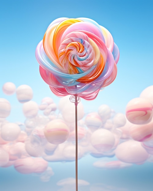 Rainbow Lolipop Flying in The Air Background