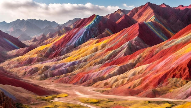 Rainbow Mountain located in the Peru is a breathtaking natural wonderGenerator AI