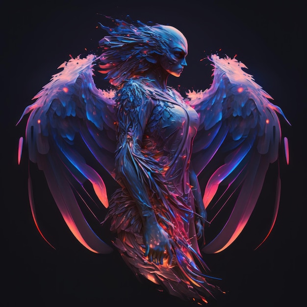 Rainbow Neon Phoenix Bird