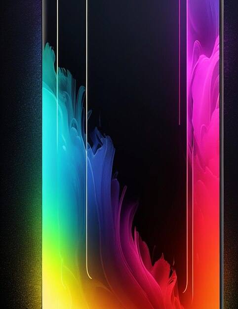 Rainbow Notch Frame amoled black mobail border light neon smoke HD phone wallpaper