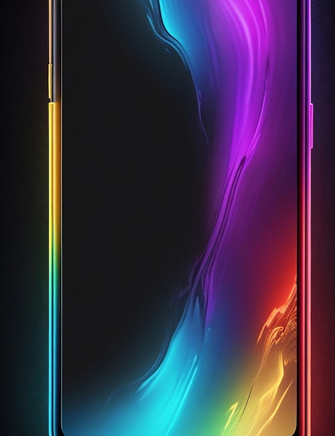 Rainbow Notch Frame amoled black mobail border light neon smoke HD phone wallpaper