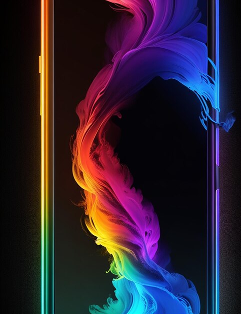 Rainbow Notch Frame amoled black mobail border light neon smoke HD phone wallpaper