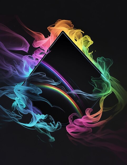 Rainbow Notch Frame amoled black mobail border light neon smoke HD phone wallpaper