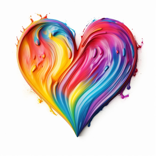 Rainbow Oil Paint Heart Clipart isolated on white background