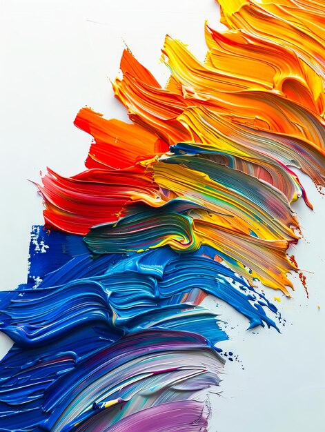 A rainbow of paint on a white surface