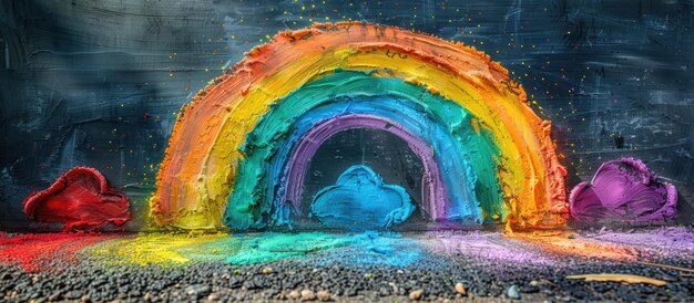 Photo rainbow painted on a dark surface