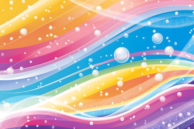 Photo a rainbow painting with bubbles in the middle