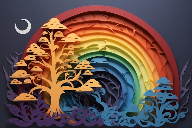 Rainbow paper cut design