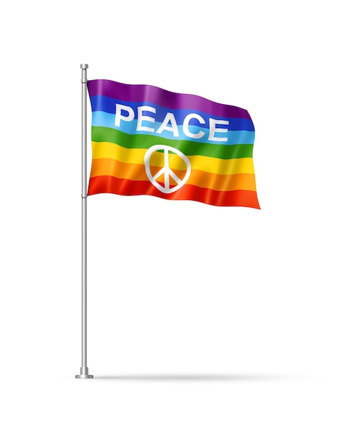 Rainbow peace flag isolated on white