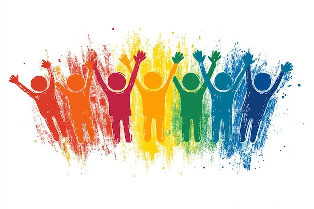 Rainbow People Silhouette United in Joy