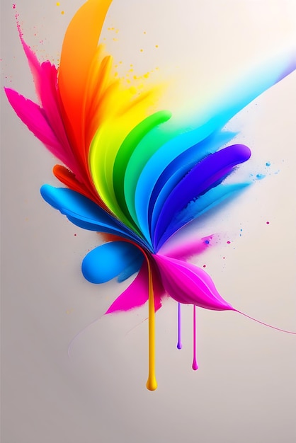 Rainbow powder mixed color splash paint explotion background