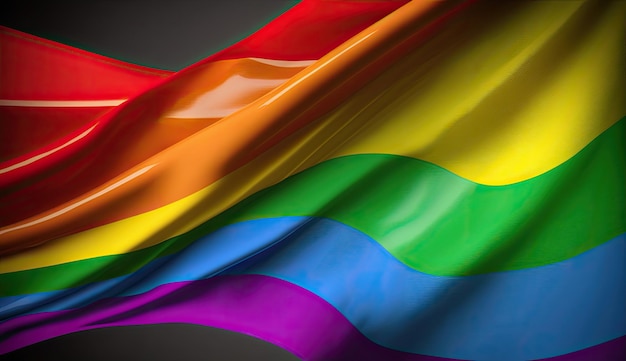 A rainbow Pride flag on wooden background with copy space for text for pride day