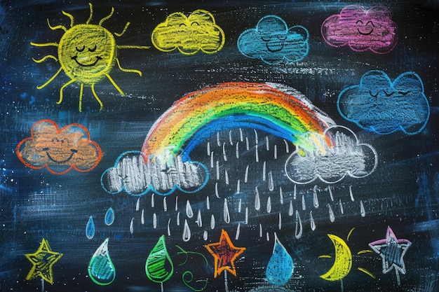 Rainbow and Rain Child39s Drawing