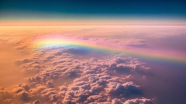 A rainbow in the sky above the clouds