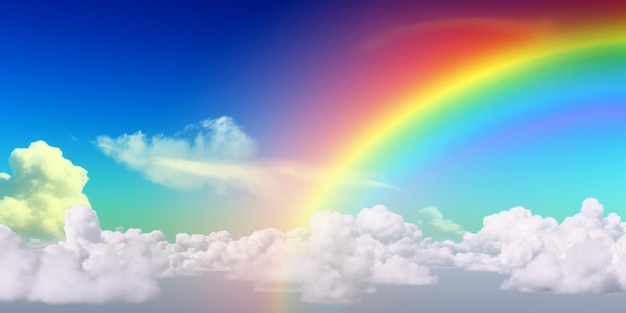 Rainbow in the sky with clouds