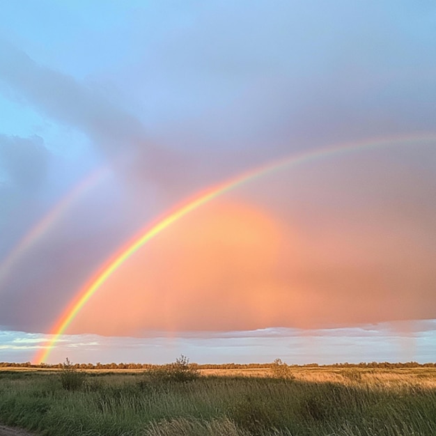 Photo a rainbow in the sky with a rainbow in the background