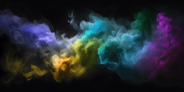 A rainbow smoke wallpaper with a black background and a black background.