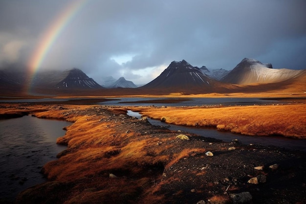 Rainbow Over SnowDusted Peaks Natural colorful dreamy beautiful landscape rainbow