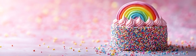 Rainbow Sprinkled Cake Birthday Treat Illustration