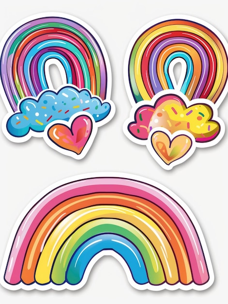 Rainbow stickers with clouds