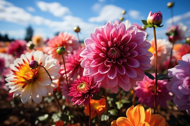 Rainbow on sunflowers in magical scenario generative IA