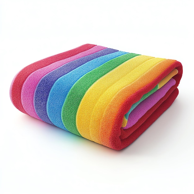 rainbow towel isolated on a white background