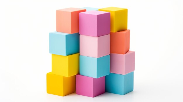 Rainbow Tower A Vibrant Display of Stacked Colorful Blocks