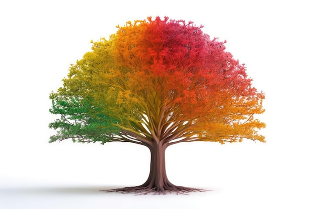 Rainbow tree isolated in front of white background generative AI