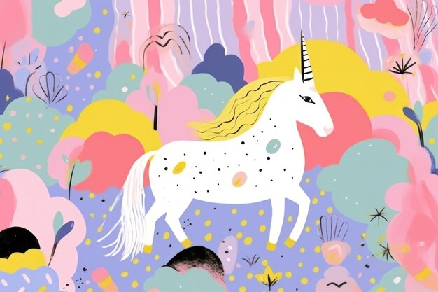 Photo rainbow unicorn pattern art animal mammal