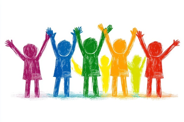 Photo rainbow of unity children holding hands