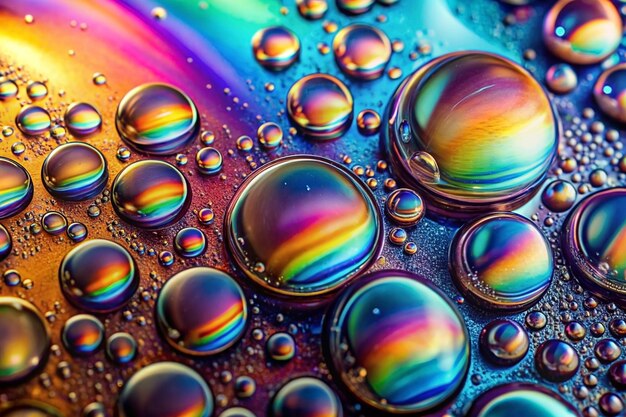 Photo a rainbow of water bubbles is shown in a picture