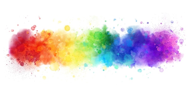 Rainbow watercolor banner background on white Pure vibrant watercolor colors Creative paint gradients splashes and stains Abstract creative background