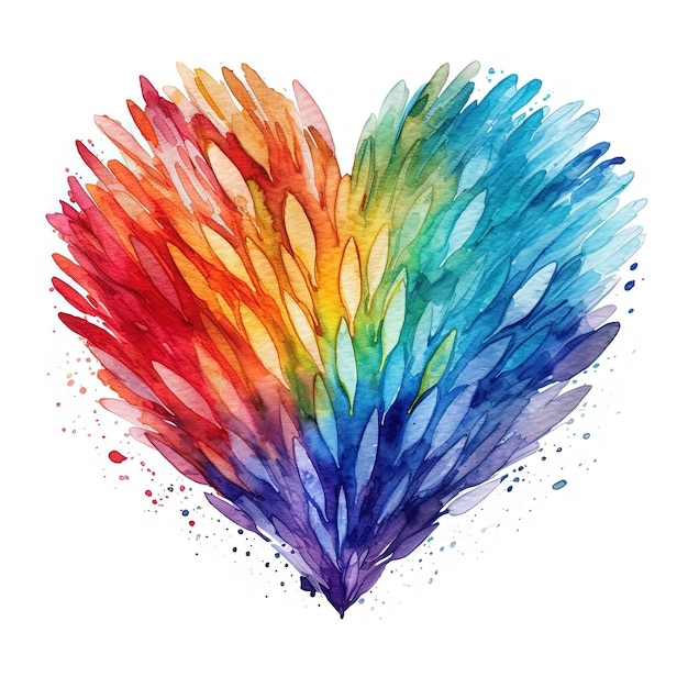 Rainbow watercolor heart isolated Illustration AI GenerativexA