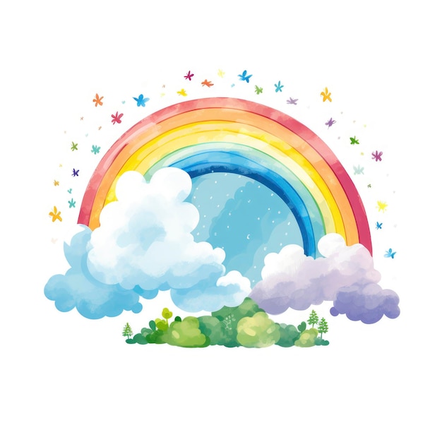 Rainbow Watercolor Simple Icon Vector Illustration