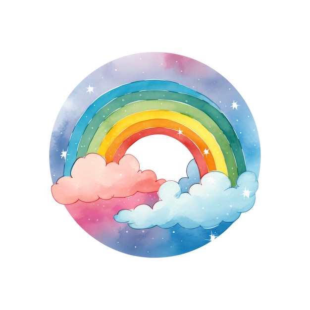 Rainbow Watercolor Simple Icon Vector Illustration