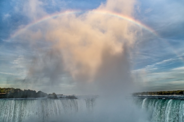 Rainbow over the waterfall Niagara Falls Canada USA