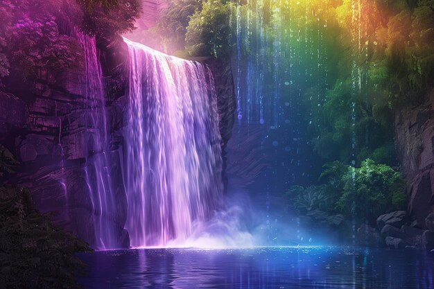 Photo rainbow waterfall