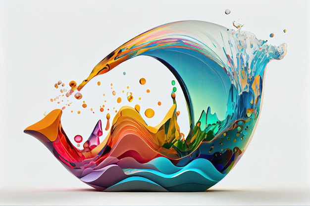 Rainbow wave Colorful paint splash Isolated design element on white background Generative AIxA