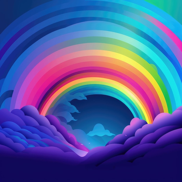 A rainbow with a blue and purple background generative ai