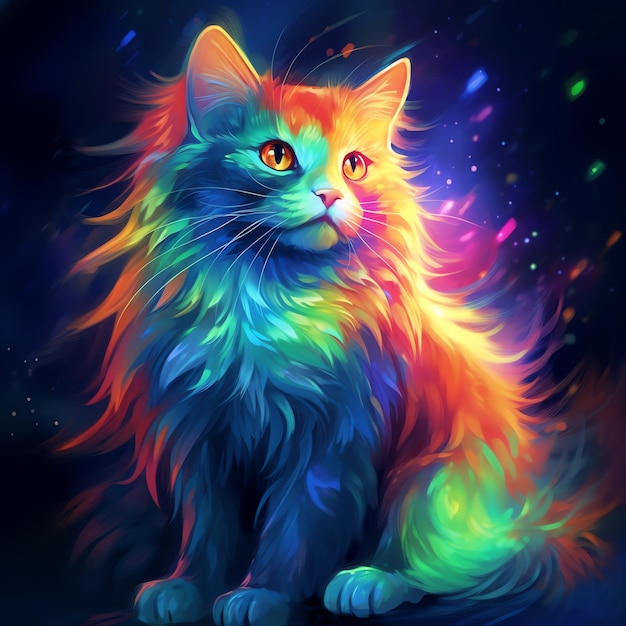 rainbowcolored kitten 4k HDR realistic