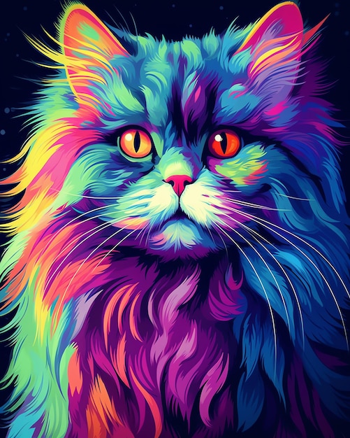 rainbowcolored kitten 4k HDR realistic