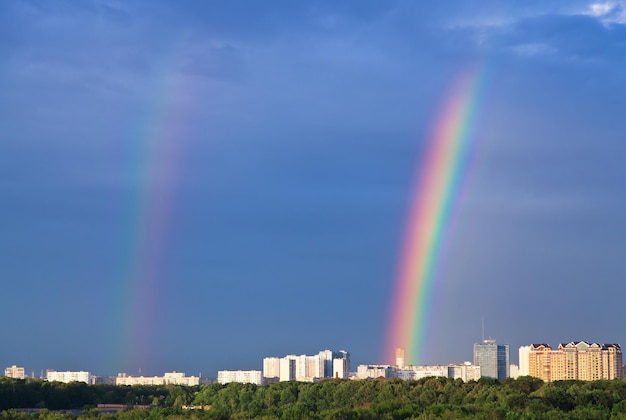 Rainbows under city park