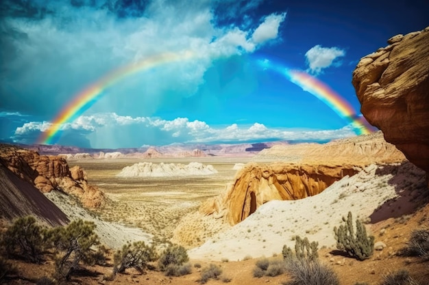 Rainbows over desert canyons Desert canyon rainbow Desert rainbow