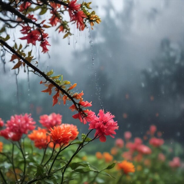 a raindrop on a plant with water drops on it