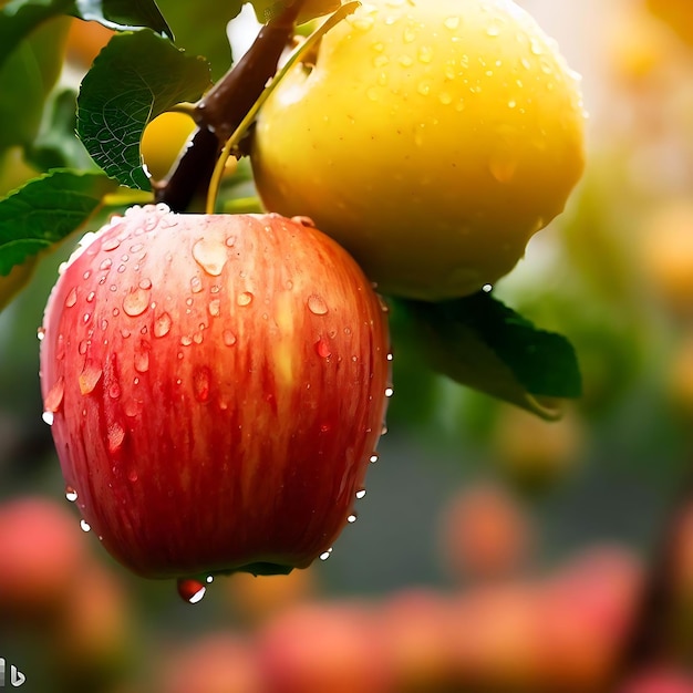 Raindrops on apples are natural apples and coapproved fruit farms Generative AI