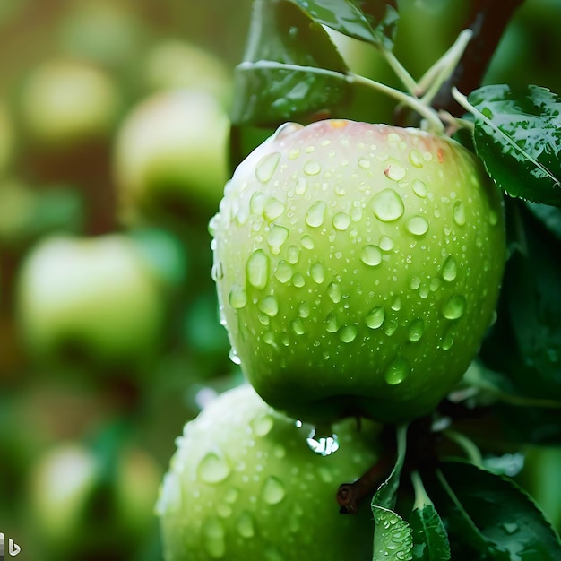 Raindrops on apples are natural apples and coapproved fruit farms Generative AI