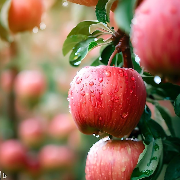 Raindrops on apples are natural apples and coapproved fruit farms Generative AI