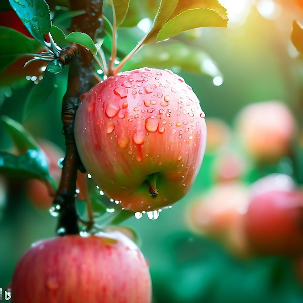 Raindrops on apples are natural apples and coapproved fruit farms Generative AI