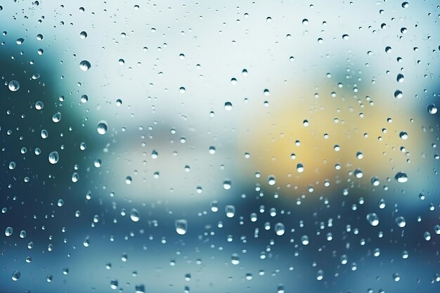 Raindrops on Glass on a Blurred Background