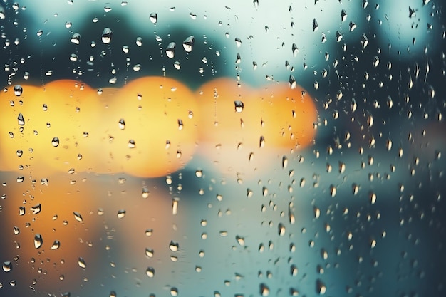 Raindrops on Glass on a Blurred Background